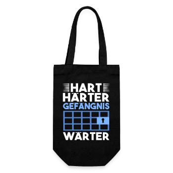 Hart Härter Gefängnis Wärter Spruch Lustig JVA - Geschenkbeutel für Flaschen - Schwarz - Vorne
