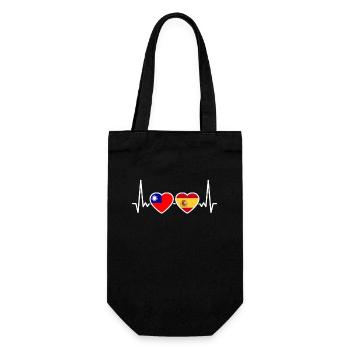 Taiwan Spanien Herzschlag Flagge Spanier Taiwaner - Geschenkbeutel für Flaschen - Schwarz - Vorne