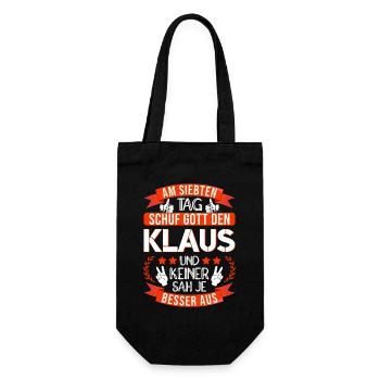 Klaus Name Vorname Namenstag Namensgeschenk Klaus - Geschenkbeutel für Flaschen - Schwarz - Vorne