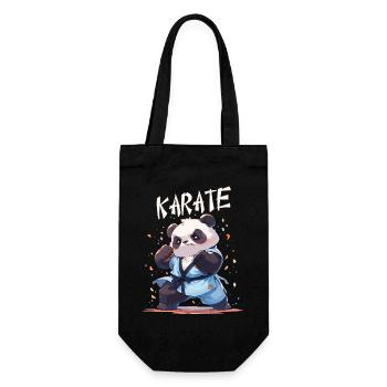 Lustiger japanischer Karate Panda Kawaii Karateka - Geschenkbeutel für Flaschen - Schwarz - Vorne