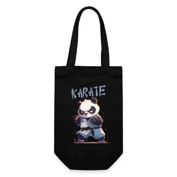 Lustiger japanischer Karate Panda Kawaii Karateka - Geschenkbeutel für Flaschen - Schwarz - Vorne
