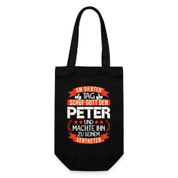 Peter Name Vorname Namenstag Namensgeschenk - Geschenkbeutel für Flaschen - Schwarz - Vorne