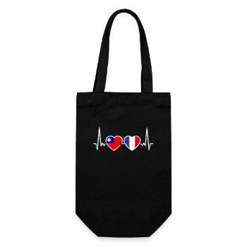 Taiwan France Vintage Heartbeat Flag - Gift Bag for Bottles - black - Front