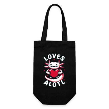 Saint Valentin coeur amour axolotl LOVESALOTL - Sac à bouteille - noir - Devant