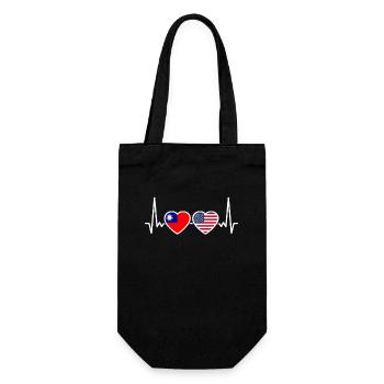 Taiwan USA Heartbeat Flag American Taiwanese - Gift Bag for Bottles - black - Front