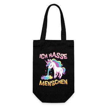 I Hate People Unicorn Puke Rainbow Funny - Gift Bag for Bottles - black - Front