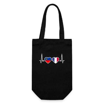 Liechtenstein France Vintage Heartbeat Flag - Gift Bag for Bottles - black - Front