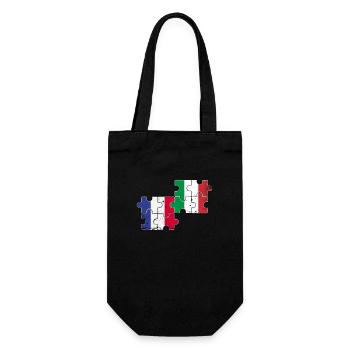 Frankreich Italien Vintage Flagge Franzose - Geschenkbeutel für Flaschen - Schwarz - Vorne
