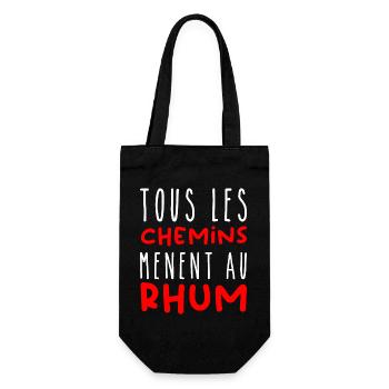 Tous Les Chemins Mènent au Rhum Humour Jeu de Mots - Sac à bouteille - noir - Devant