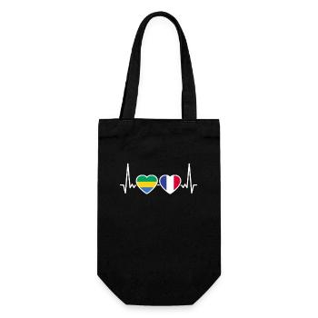Gabon, France, Heartbeat, Flag, Gabonese - Gift Bag for Bottles - black - Front