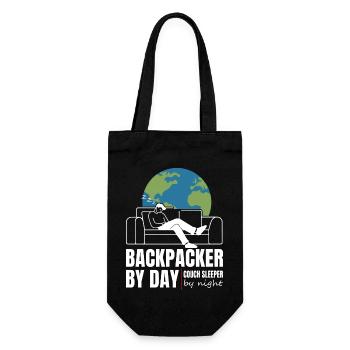 Backpacker by Day Couch Sleeper by Night - Geschenkbeutel für Flaschen - Schwarz - Vorne