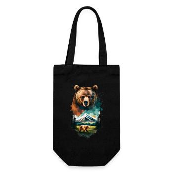 Bear, Mountains, Camping, Camping, Mountain Hiking, Nature, Hiking - Gift Bag for Bottles - black - Front