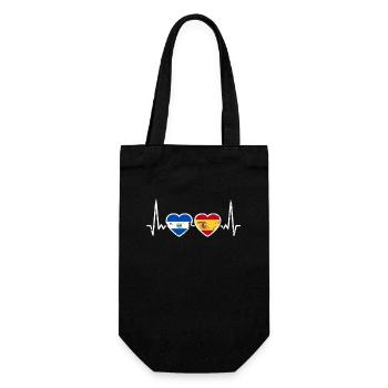 El Salvador Spain Vintage Heartbeat Flag - Gift Bag for Bottles - black - Front