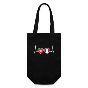 Hong Kong France Vintage Heartbeat drapeau - Sac à bouteille - noir - Devant