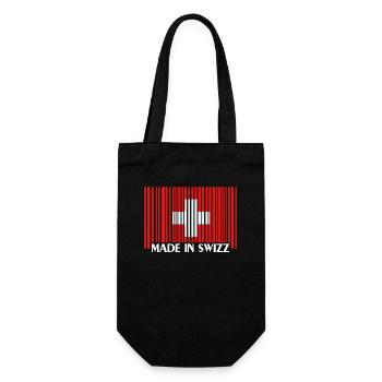 Schweiz, Made in Swiss - Geschenkbeutel für Flaschen - Schwarz - Vorne