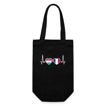 Luxembourg France Vintage Heartbeat drapeau - Sac à bouteille - noir - Devant