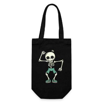 Crâne de squelette dansant - Sac à bouteille - noir - Devant