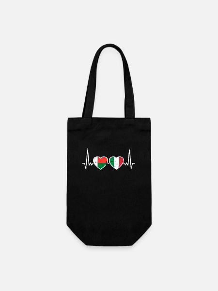 Madagascar Italie Vintage Heartbeat drapeau - Sac à bouteille - noir
