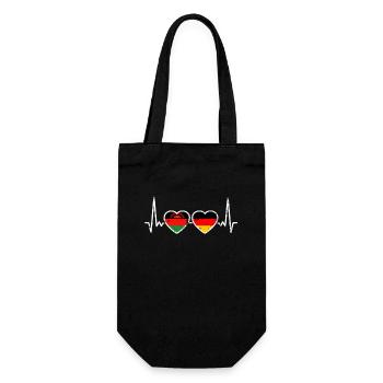 Malawi Germany Vintage Heartbeat Flag - Gift Bag for Bottles - black - Front
