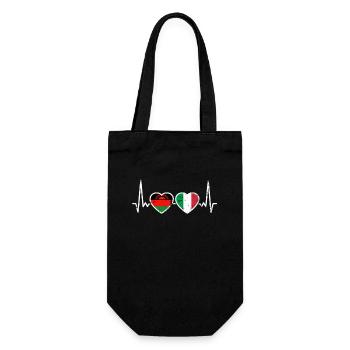Malawi Italie Vintage coeur battement drapeau malawite - Sac à bouteille - noir - Devant