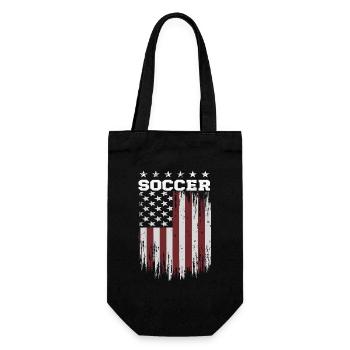 SOCCER Fußball Amerika USA Grunge Flagge - Geschenkbeutel für Flaschen - Schwarz - Vorne