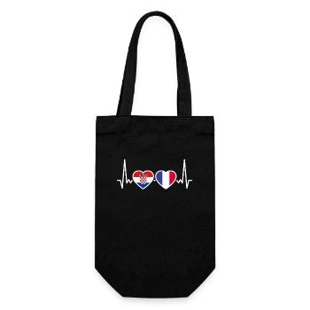 Croatia France Heartbeat Flag Croatia - Gift Bag for Bottles - black - Front