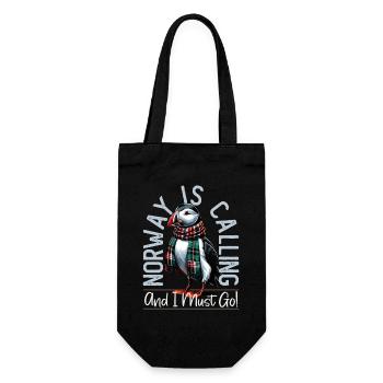 Norway, Puffins, Norway Is Calling - Gift Bag for Bottles - black - Front