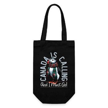 Canada, Puffins, Canada Is Calling - Gift Bag for Bottles - black - Front