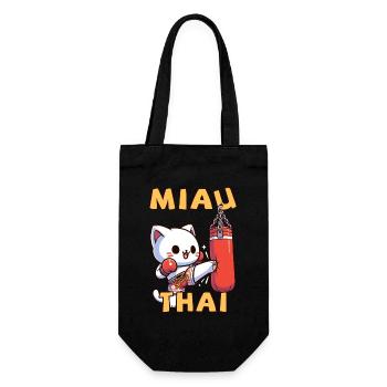 Muay Thai Boxing, Thai Boxing Kickboxen Miau Thai - Geschenkbeutel für Flaschen - Schwarz - Vorne