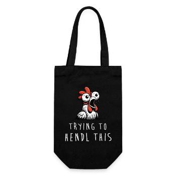 trying to hendl this huhn spruch dialekt mundart - Geschenkbeutel für Flaschen - Schwarz - Vorne