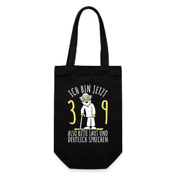39. Geburtstag 39er 39ter Ich bin jetzt 39 Jahre - Geschenkbeutel für Flaschen - Schwarz - Vorne