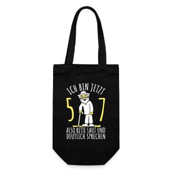 57. Geburtstag 57er 57ter Ich bin jetzt 57 Jahre - Geschenkbeutel für Flaschen - Schwarz - Vorne