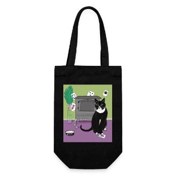 Katze Königin der Herzen. - Geschenkbeutel für Flaschen - Schwarz - Vorne