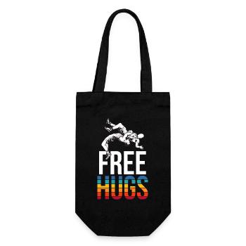 Retro Wrestling Free Hugs Wrestler Coach Vintage - Gift Bag for Bottles - black - Front