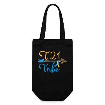 Down Syndrome Awareness Blue Yellow Ribbon T21 - Gift Bag for Bottles - black - Front