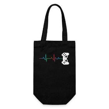 Gamer Heartbeat Controller Retro Video Game Lover - Gift Bag for Bottles - black - Front