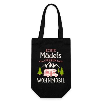 Camping Mädels Wohnmobil Camper Campingplatz - Geschenkbeutel für Flaschen - Schwarz - Vorne