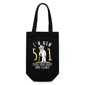 51. Geburtstag 51er 51ter Ich bin jetzt 51 Jahre - Geschenkbeutel für Flaschen - Schwarz - Vorne
