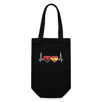 Angola Spain Heartbeat Flag Angolan - Gift Bag for Bottles - black - Front