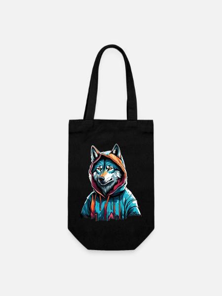 Coolest Wolf in Town - Gift Bag for Bottles - black