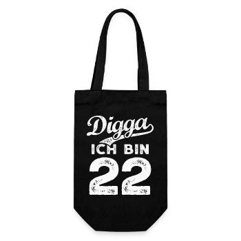 Digga Ich Bin 22 Jahre 22. Geburtstag - Geschenkbeutel für Flaschen - Schwarz - Vorne