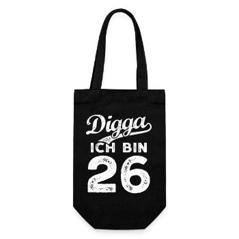 Digga Ich Bin 26 Jahre 26. Geburtstag - Geschenkbeutel für Flaschen - Schwarz - Vorne