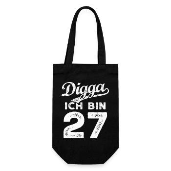 Digga Ich Bin 27 Jahre 27. Geburtstag - Geschenkbeutel für Flaschen - Schwarz - Vorne