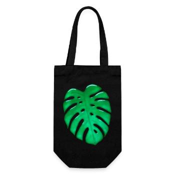 Monstera Glasblatt - Geschenkbeutel für Flaschen - Schwarz - Vorne