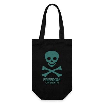 Totenkopf Spruch Freedom Or Death - Geschenkbeutel für Flaschen - Schwarz - Vorne