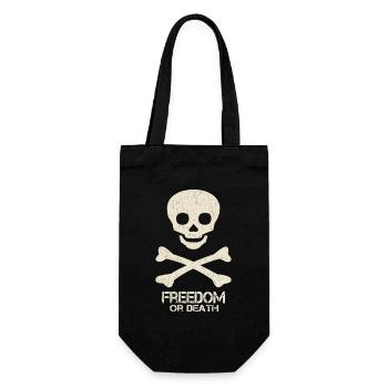 Totenkopf Spruch Freedom Or Death - Geschenkbeutel für Flaschen - Schwarz - Vorne