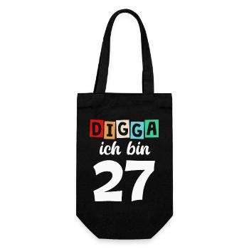 Digga Ich Bin 27 Jahre 27. Geburtstag - Geschenkbeutel für Flaschen - Schwarz - Vorne