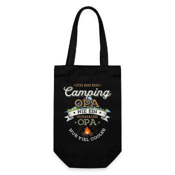 Camping Opa Lagerfeuer Camper Zelten Campingplatz - Geschenkbeutel für Flaschen - Schwarz - Vorne