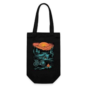 Bicycle Camping Camping Mountains Nature Excursion - Gift Bag for Bottles - black - Front
