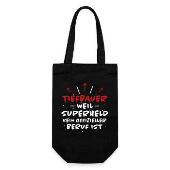 Tiefbauer Spruch Beruf Lustiges Tiefbauer Geschenk - Geschenkbeutel für Flaschen - Schwarz - Vorne
